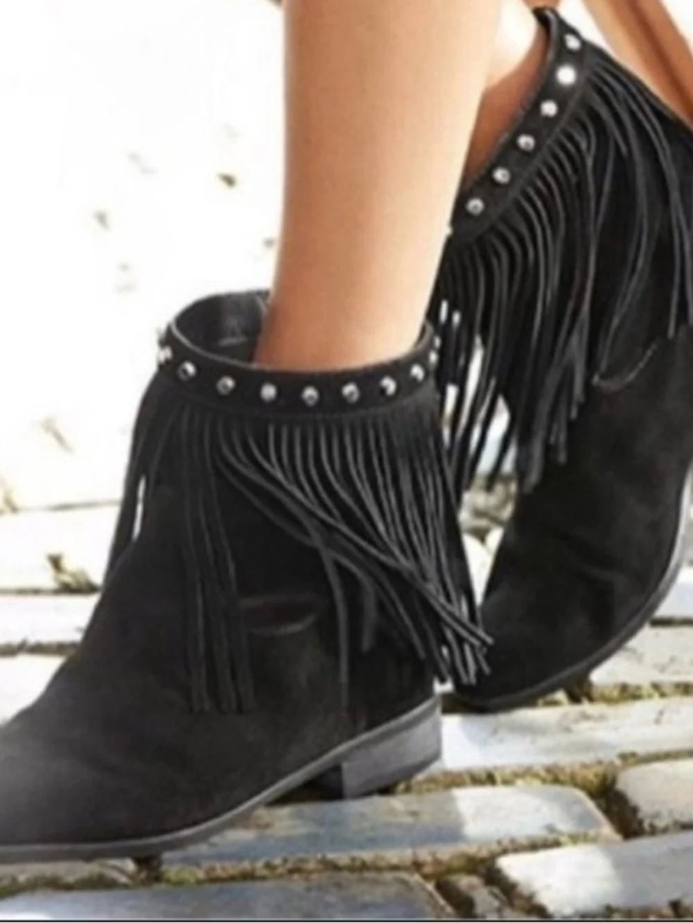 Fringe Studded Ankle Boots - Black Michael kors 7 m